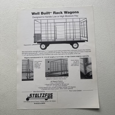Stoltzfus Manufacturing Company Well Built Rack Wagon Sales Brochure