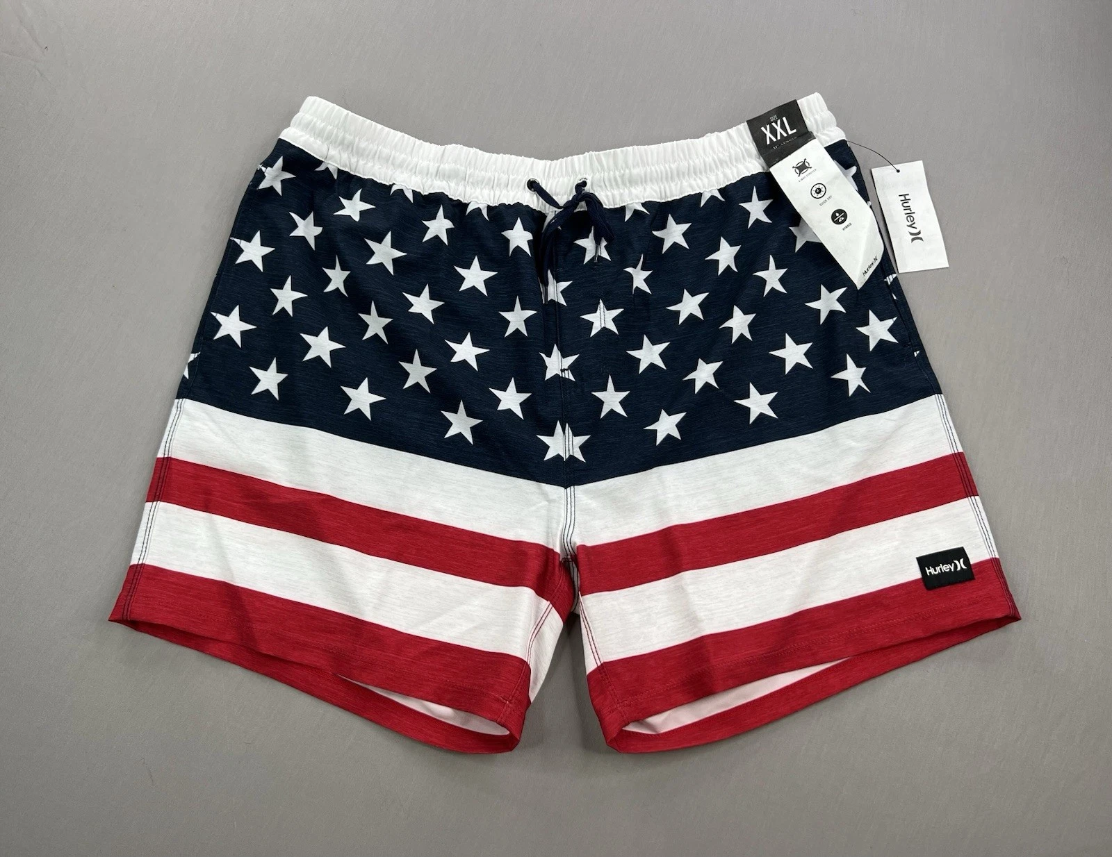 Hurley Mens Patriot Volley 17" American Flag Hybrid Board Shorts Sz XXL