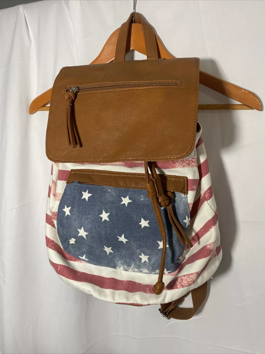 Bueno US Flag bag backpack leather and canvas material eBay