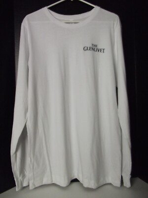 Glenlivet Scottish Whiskey T-Shirt White Crewneck CANVAS Long Sleeve Mens Large 