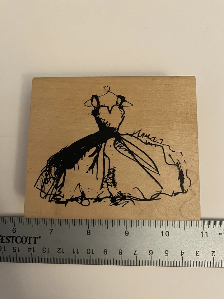 Inkadinkado Dawn Houser 8353X Vestido Formal en Percha Madera Goma Sello RS31 Foto 2 de 4