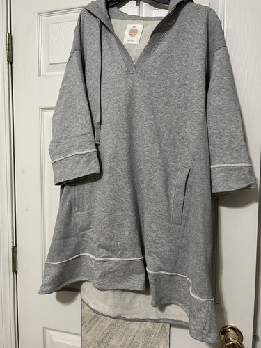 Anthropologie Daily Practice Sport Minikleid Sweatshirt mit Kapuze grau L neu mit Etikett - Bild 3 von 8