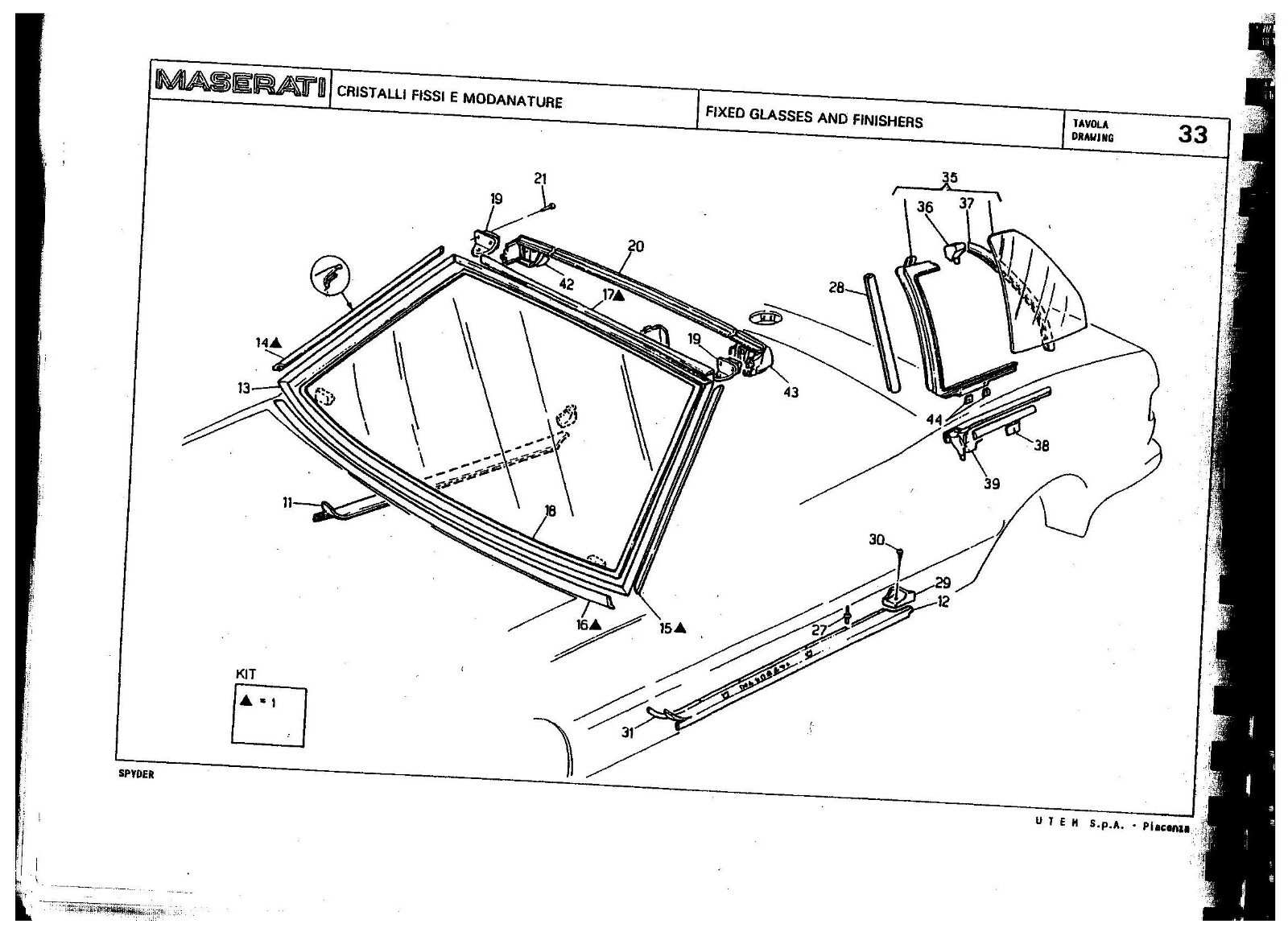 Maserati Biturbo Spyder CONVERTIBLE TOP WEATHERSTRIP Seal Set  6 pieces