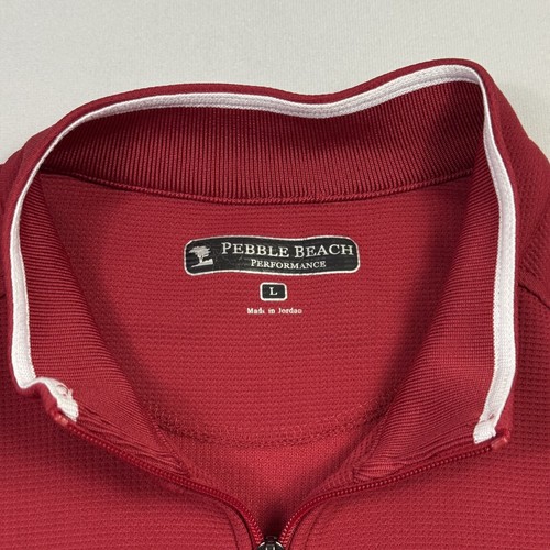 Pebble Beach Golf 1/4 Zip Sweater Vest Performance Polyester Red Men's Large - Picture 6 of 11