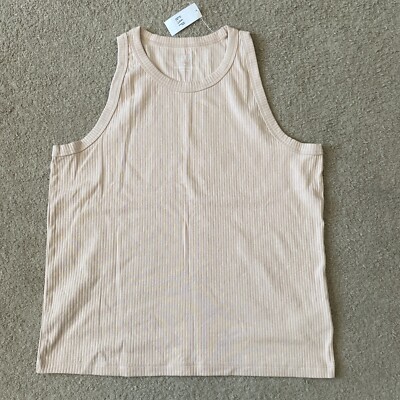 Women s Gap High Neck Ribbed Tank Top Size XL Nude NWT