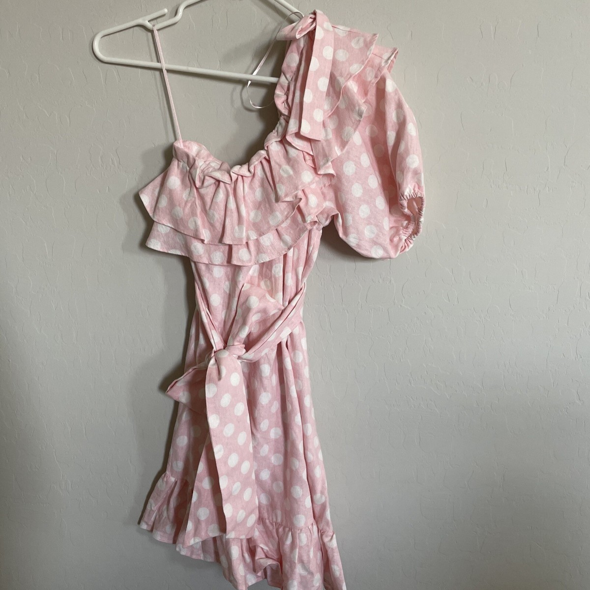 pink polka dot dress target NWT Lisa Marie Fernandez x Target Linen Pink Polka Dot Dress XS Womens