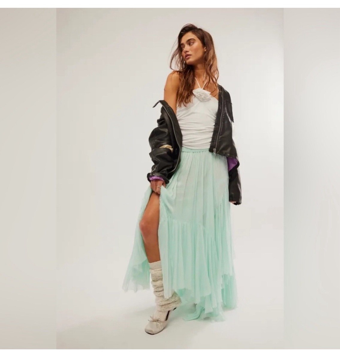 Free People One Clover Skirt Asymmetrical Tiered Ruffle Size