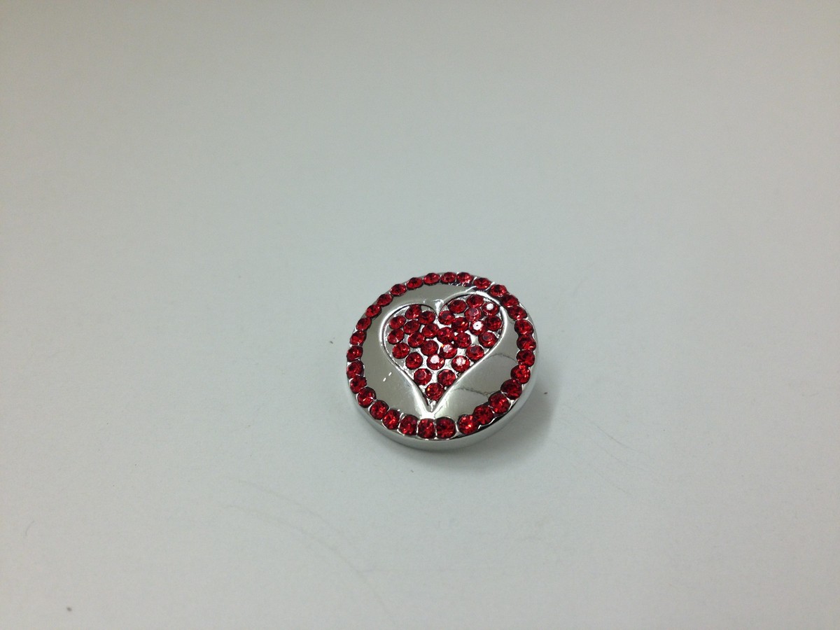 Jewel La La Rhinestone Snap Red Heart Charm #ER33852 | eBay