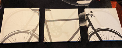  3 Piece Bicycle  Painting Wall Art r Abstract Black White Tan Set Awsome look