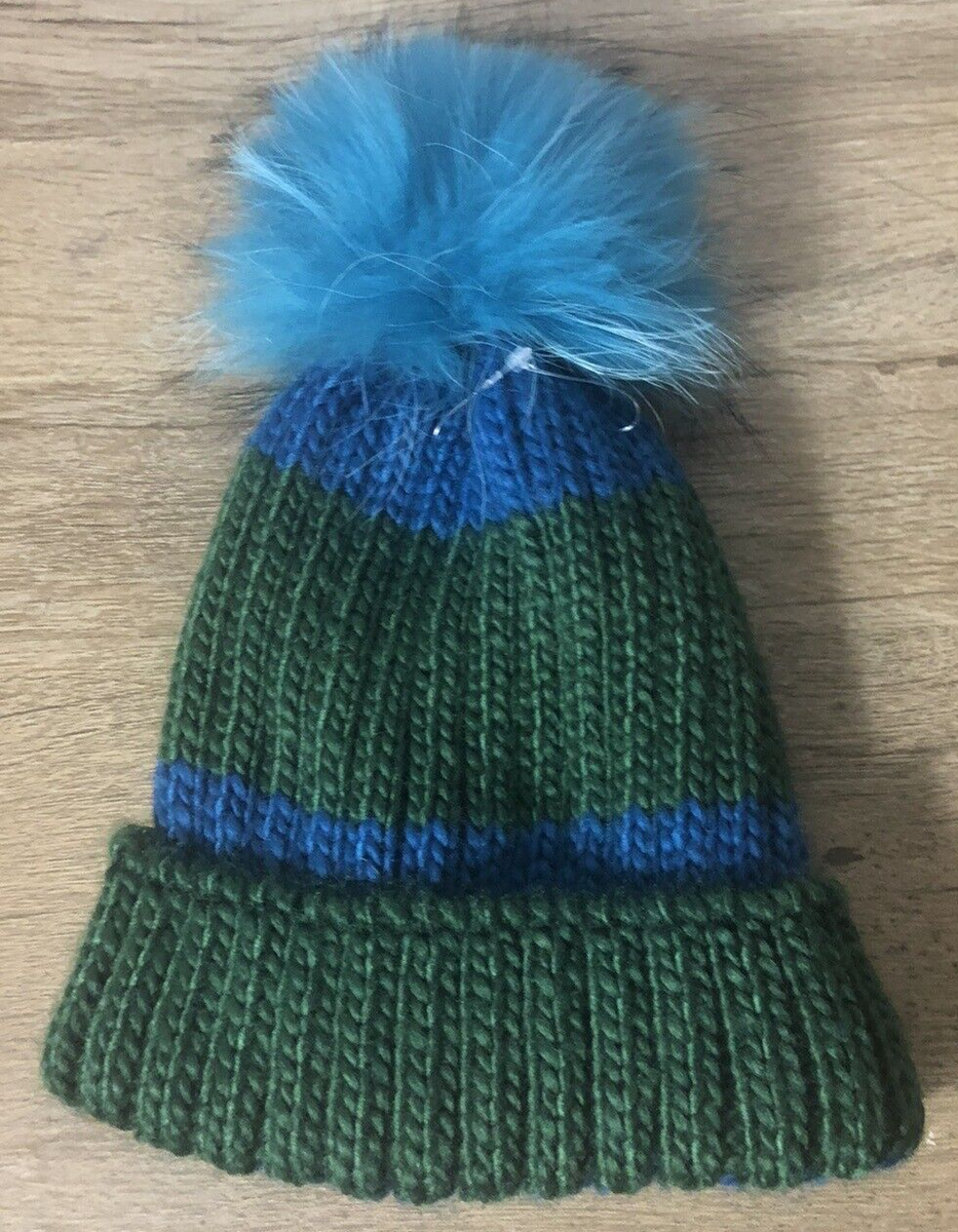 NWOT Hat Attack Womens Happy Stripes Knit Pom Pom Beanie Hat  display picture 2