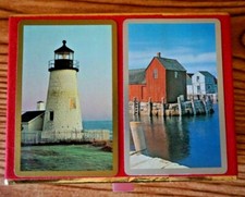 Vintage Lighthouse Dock Playing Cards Congress Cell-U-Tone Finish Sealed In Box