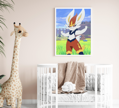 Pokemon Cinderace Poster Children's Bedroom Wall Art Print A4 Framed - Picture 2 of 5
