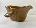 Frankoma Double-Pour Sauce Gravy Boat Handled Plainsman Brown Satin 8" x 4"