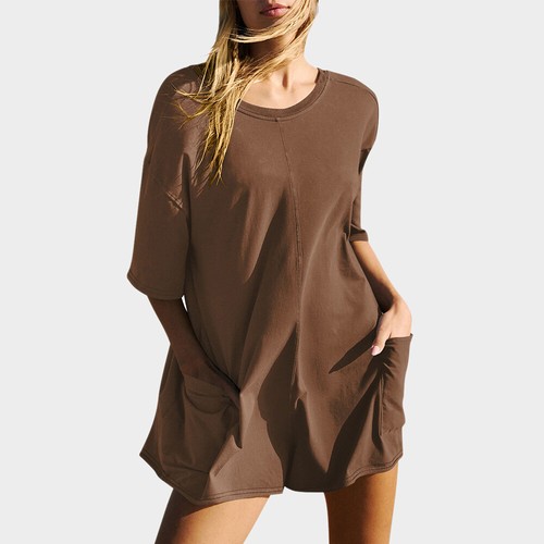 Stylish Pocketed Romper Jumpsuit for Women V Neck Backless Casual Loose Playsuit - Picture 5 of 29