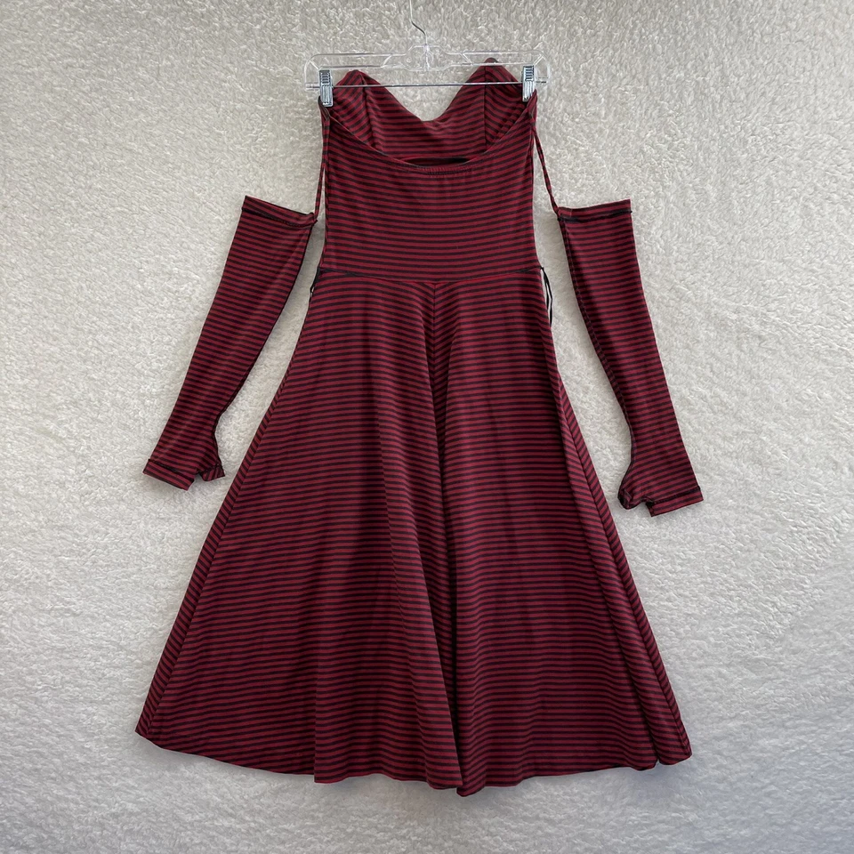 Vestido Betsey Johnson Vintage Años 80 S Pequeño Rojo Rayas Guantes Deshuesados Rockabilly Punk Foto 2 de 4