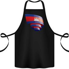 Curled Cambodia Flag Cambodian Day Football Cotton Apron 100% Organic