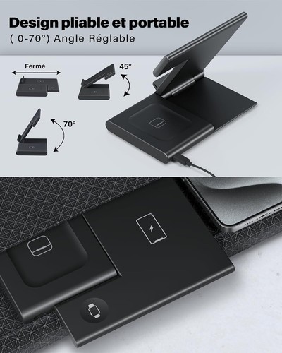 Stazione di ricarica rapida wireless WATOE 3 in 1 - 18W - Zdjęcie 5 z 6