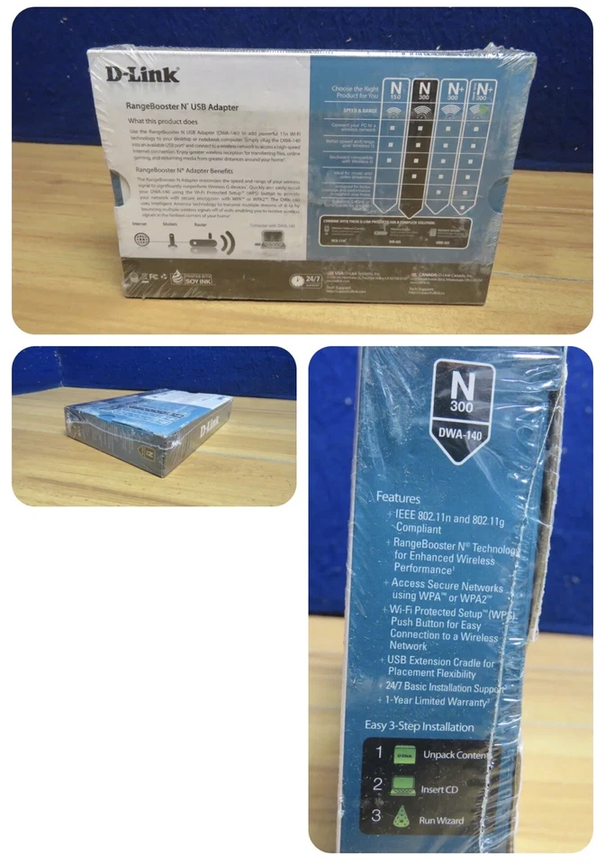  D-LINK N300 SUPERIOR WI-FI FOR LARGE HOMES RANGE BOOSTER N USB ADAPTER  SEALED - Image 3 of 4