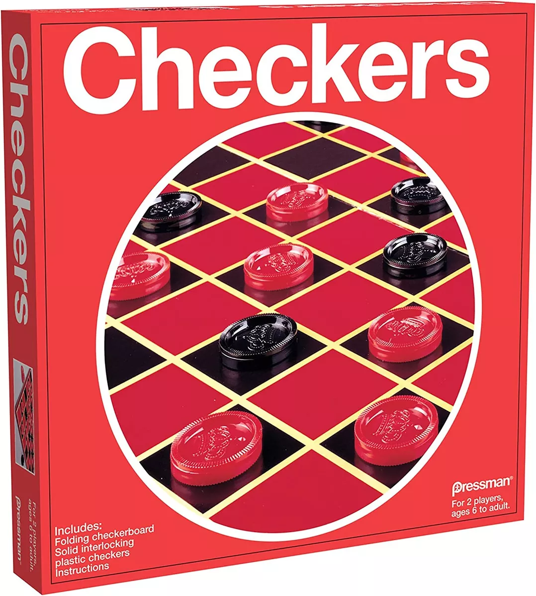 Pressman Checkers -- Classic Game With Folding Board and Interlocking  Checkers, 2 Players