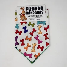 Fun Dog Bandana White with Colorful Bones XS