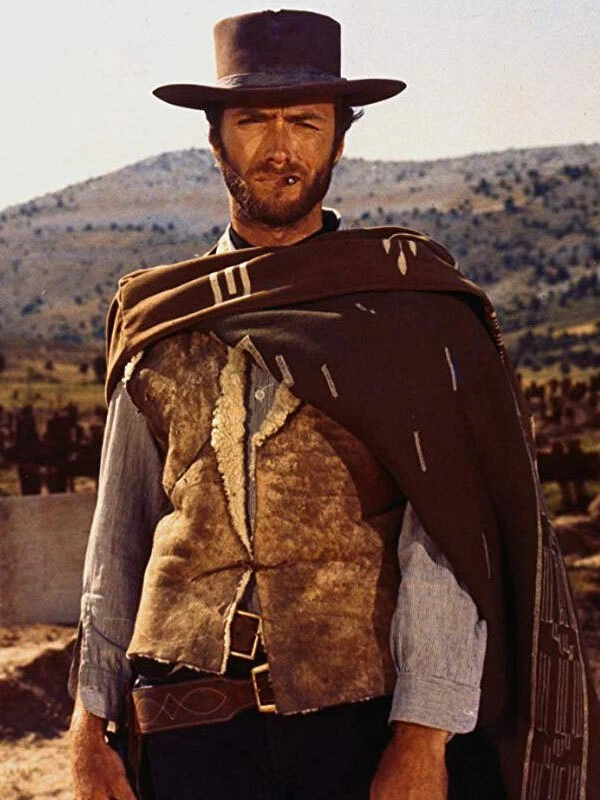 MEN'S CLINT EASTWOOD THE MAN WITH NO NAME REAL SHEEPSKIN SHEARLING LEATHER VEST