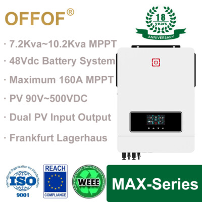 7.2KVA 8200W MPPT Solar Wechselrichter 140A 160A 48VDC Batterien Solar AC To DC