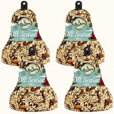 All Season Fruit and Nut Bird Seed Bell Pack of 4 Attracts Wild Birds