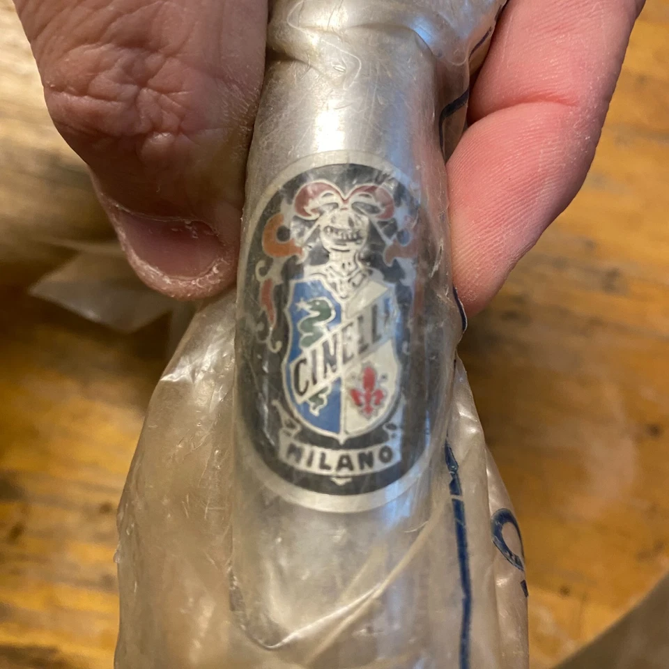 NUEVO NOS Sellado Vintage CINELLI Insignia Acero Cromado 1" (22.2) Pluma Vástago 90mm Foto 3 de 4