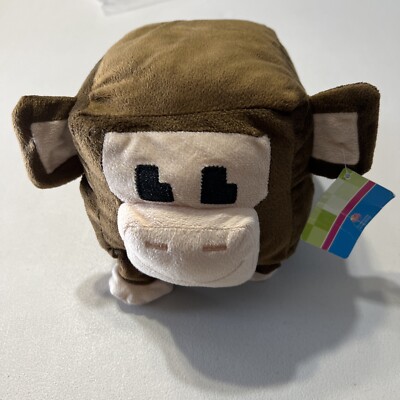 Nanco Pixel Monkey Square Brown Block Stuffed Plush 8  Minecraft 