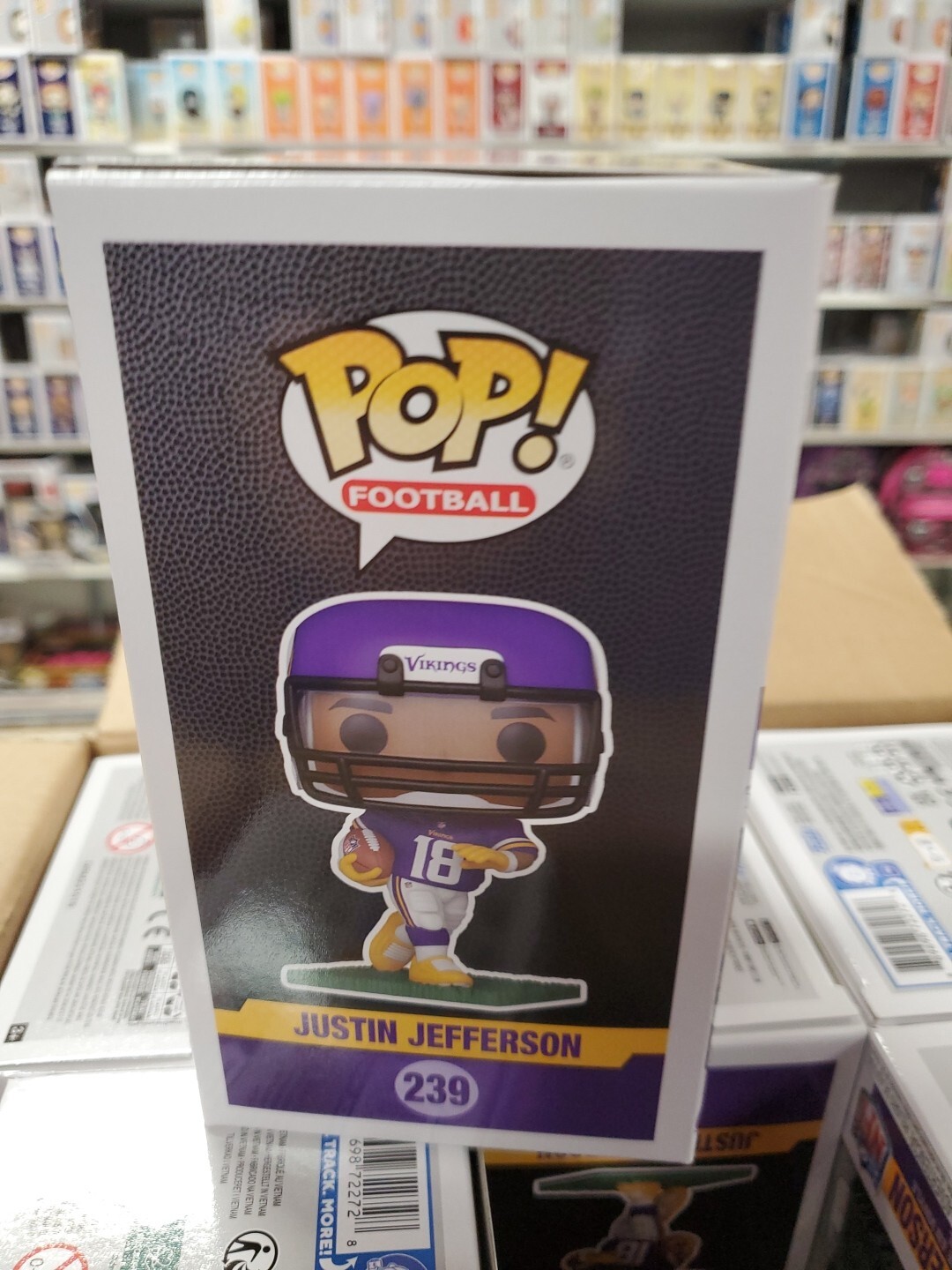 Pop! Football: Justin Jefferson Minnesota Vikings Vinyl Figure Bundle With Funko Box Protector
