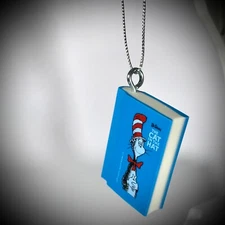 1.5" MINI DR SEUSS BOOK ORNAMENT christmas gift THE CAT IN THE HAT shatterproof!