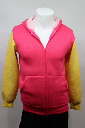 Unbranded Girls Zip-Up Hoodie Size Youth XL Pink and Yellow Casual Outerwear NR