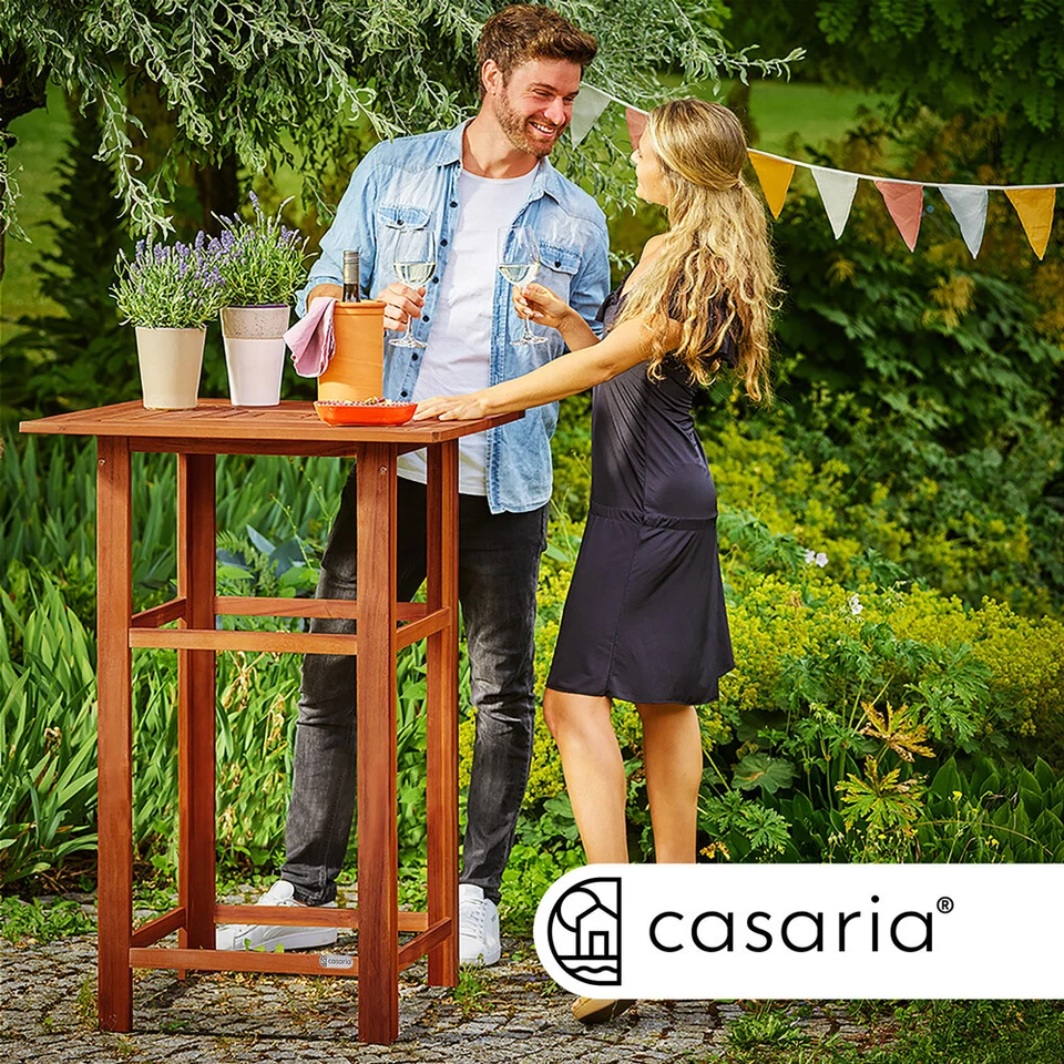 CASARIA® Bartisch Stehtisch 2x Barhocker Stühle Set Holz Garten Küche Tisch - Bild 2 von 4