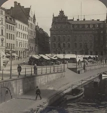 Market Booths in the Monkbro Stockholm Sweden Stereo Travel Stereoview 1914