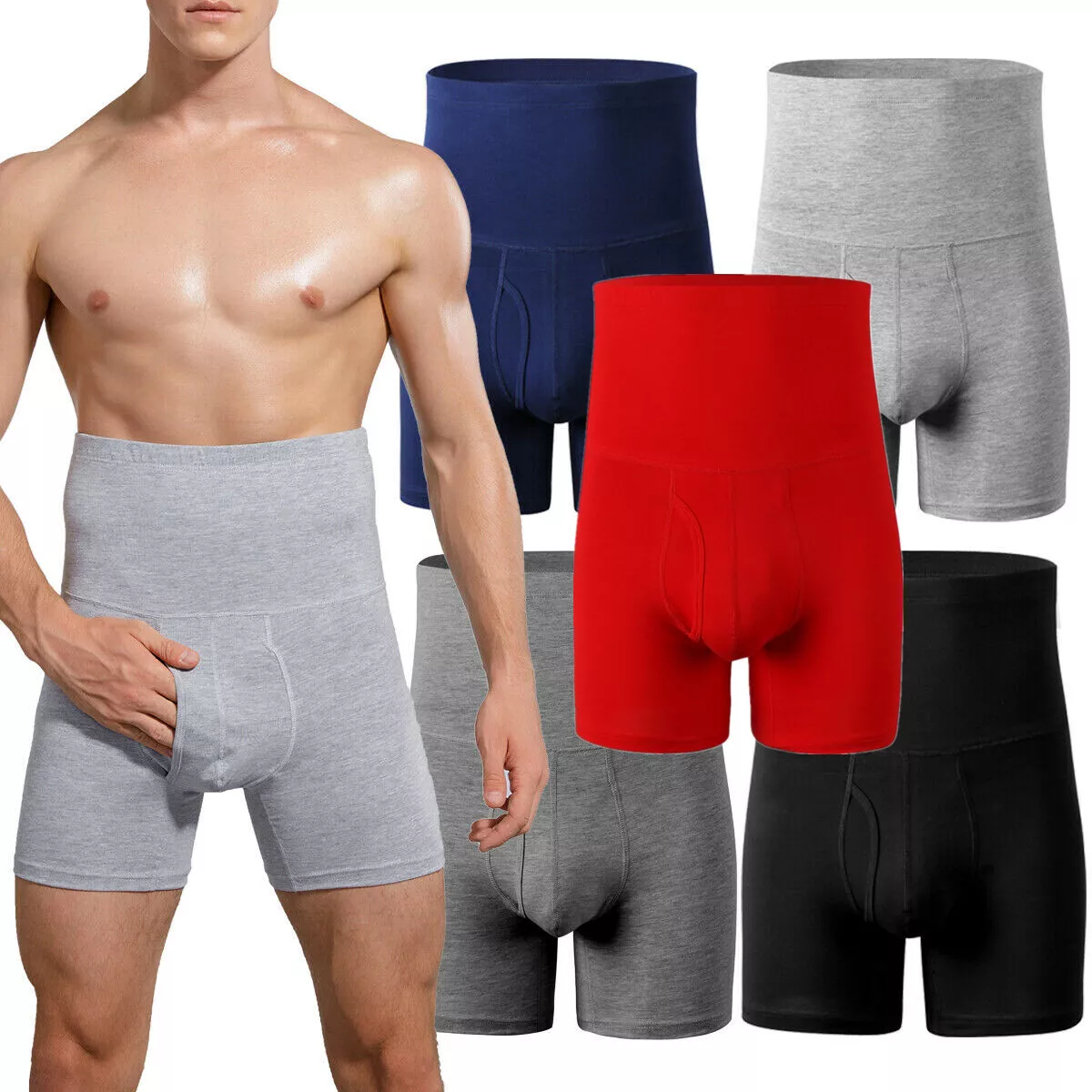 Mens Compression High Waist Boxer Shorts Tummy Slim Body Shaper Pants L-9XL  Size