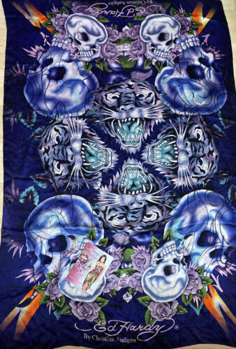 エドハーディー y2k スカル アート デザイン パープル フリンジ スカーフ Vintage Y2K Ed Hardy Rhinestone Skull Scarf Wrap - black | eBay