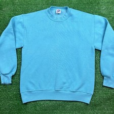 Vintage 80's JERZEES Super Sweats Sweatshirt Teal Blank Size Medium USA