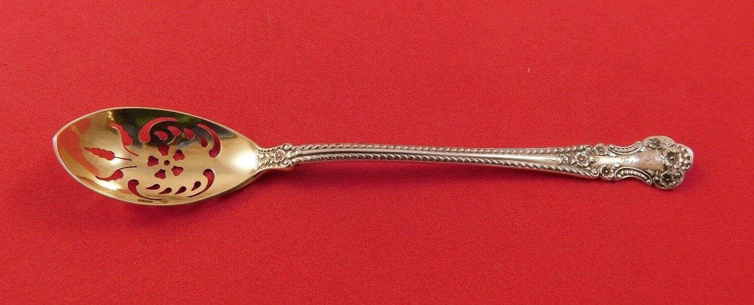 Cambridge by Gorham Sterling Silver Olive Spoon Gold Washed Pierced Orig 5 5/8"
