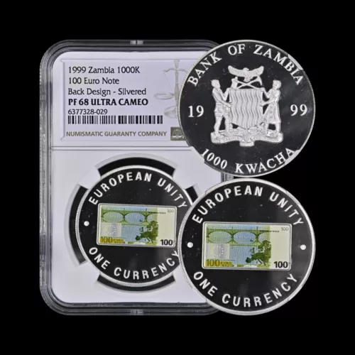 ZAMBIA. 1999, 1000 Kwacha - NGC PF68 - Top Pop 🥇 100 Euro Note, Back Design