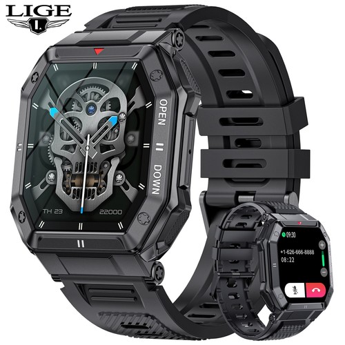 Military Smart Watches Men,5ATM Waterproof Outdoors Sport Fitness Tracker Watch