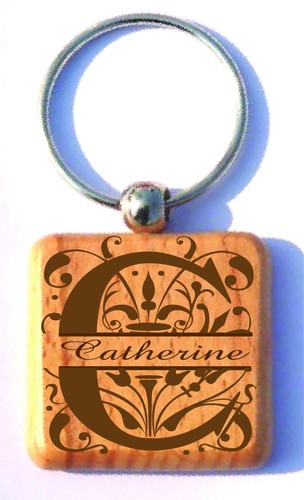 Engraved Personalized Customized Split Monogrammed Wood Key Chain - Picture 4 of 27