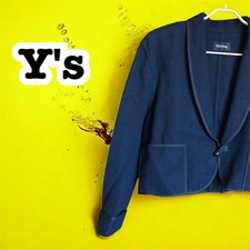 USED Y'S YOHJI YAMAMOTO CROPPED JACKET, OUTERWEAR, NAVY GOOD