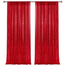 2 8FT-2PCS Red Sequin Backdrop Curtains Panels Photography Backdrop Glitter C...