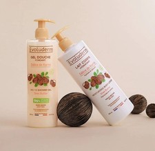 Evoluderm Shea Butter Body Lotion 16.9oz  Shower Gel 34oz  Moisturizing Skincare