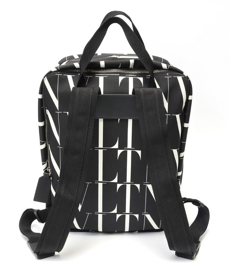 Valentino VLTN Nylon Backpack Black/White Used UY2B0964 Rucksack From Japan thumbnail 4