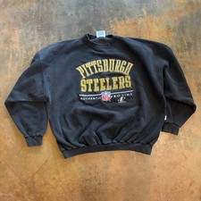 Vintage 90s Pittsburgh Steelers Sweatshirt NFL Football XL Logo Athletic Black