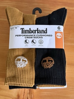 Timberland Men's Performance Cushioned Crew Socks 6 Pack Large 9-12 Multicolor