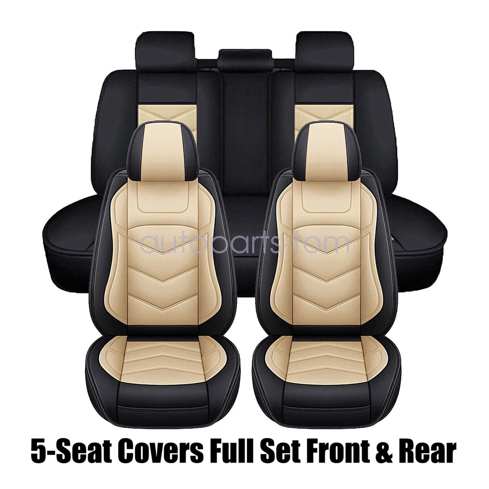 Full Set Fits For VOLVO Car 5-Seat Cover Leather Cushion Covers Black & Tan Foto 4 de 4
