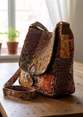  Handgefertigte Patchwork Tasche Damen Mehrfarbig Baumwolle 30x30x6cm Unikat