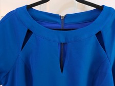 Focus by Shani Royal Blue Keyhole Front Short Slv Lined Sheath Sz 12 NEW W/TAGS